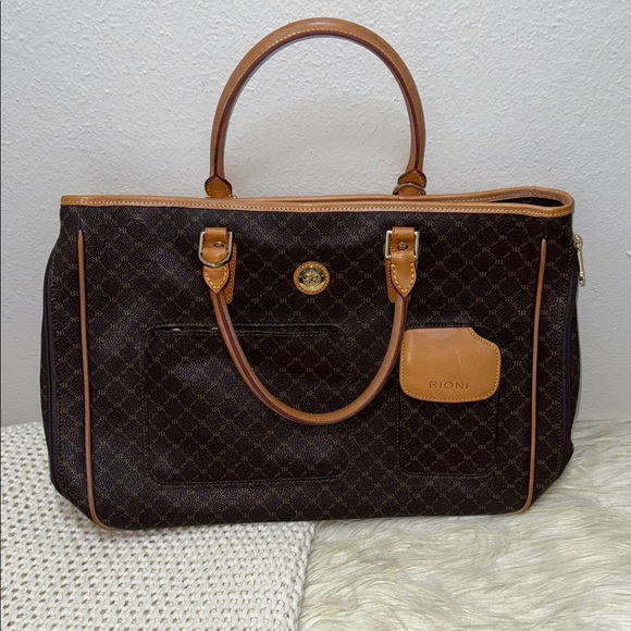 Rioni Brown and Tan Designer Tote - Picture 1 of 16